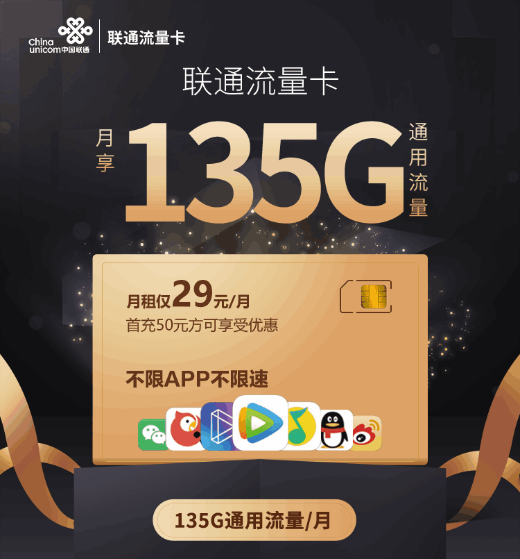 联通29元流量王卡优惠版上架,同样大流量
